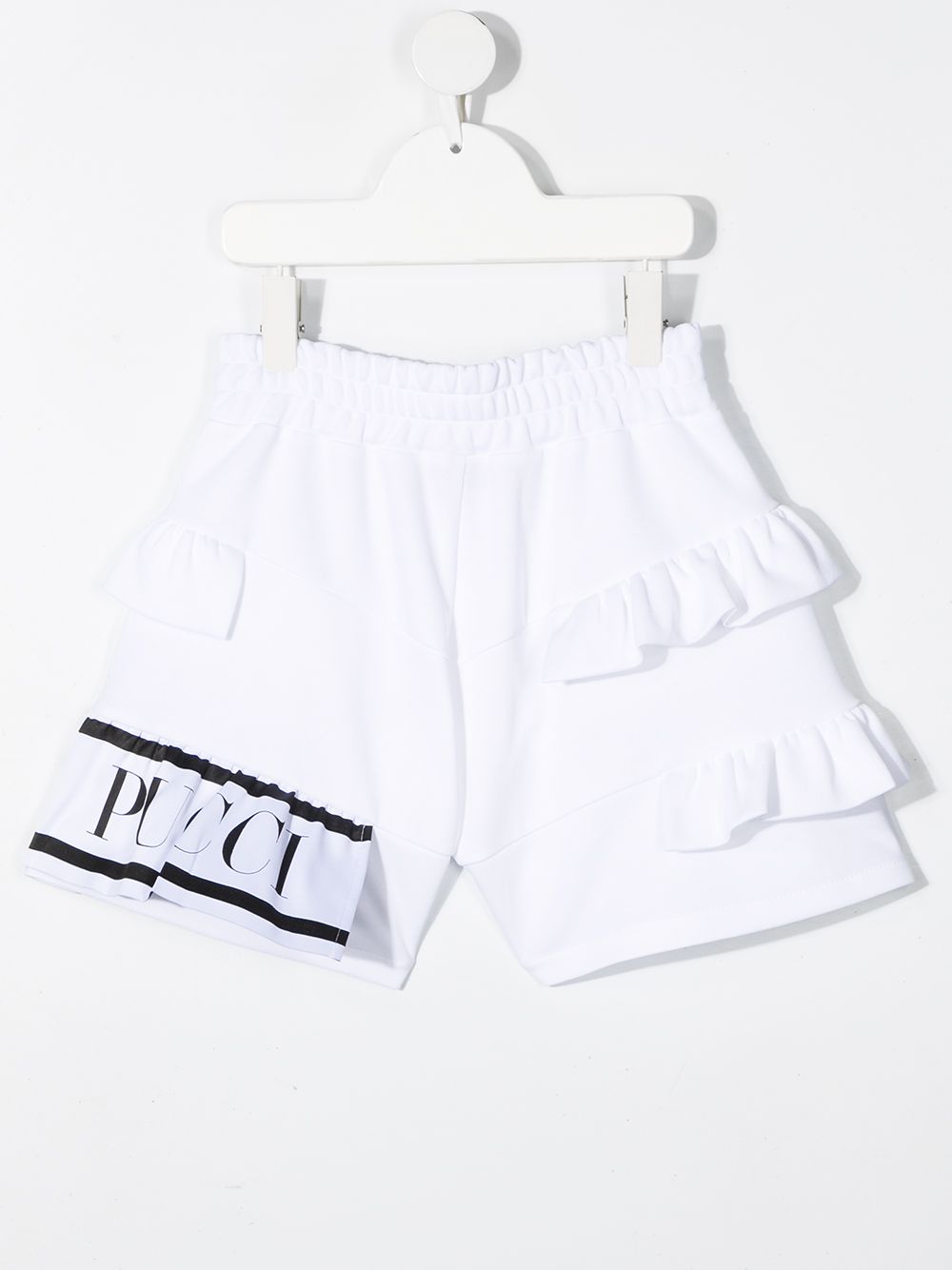 EMILIO PUCCI KIDS Elasticated ruffled shorts White - MAISONDEFASHION.COM