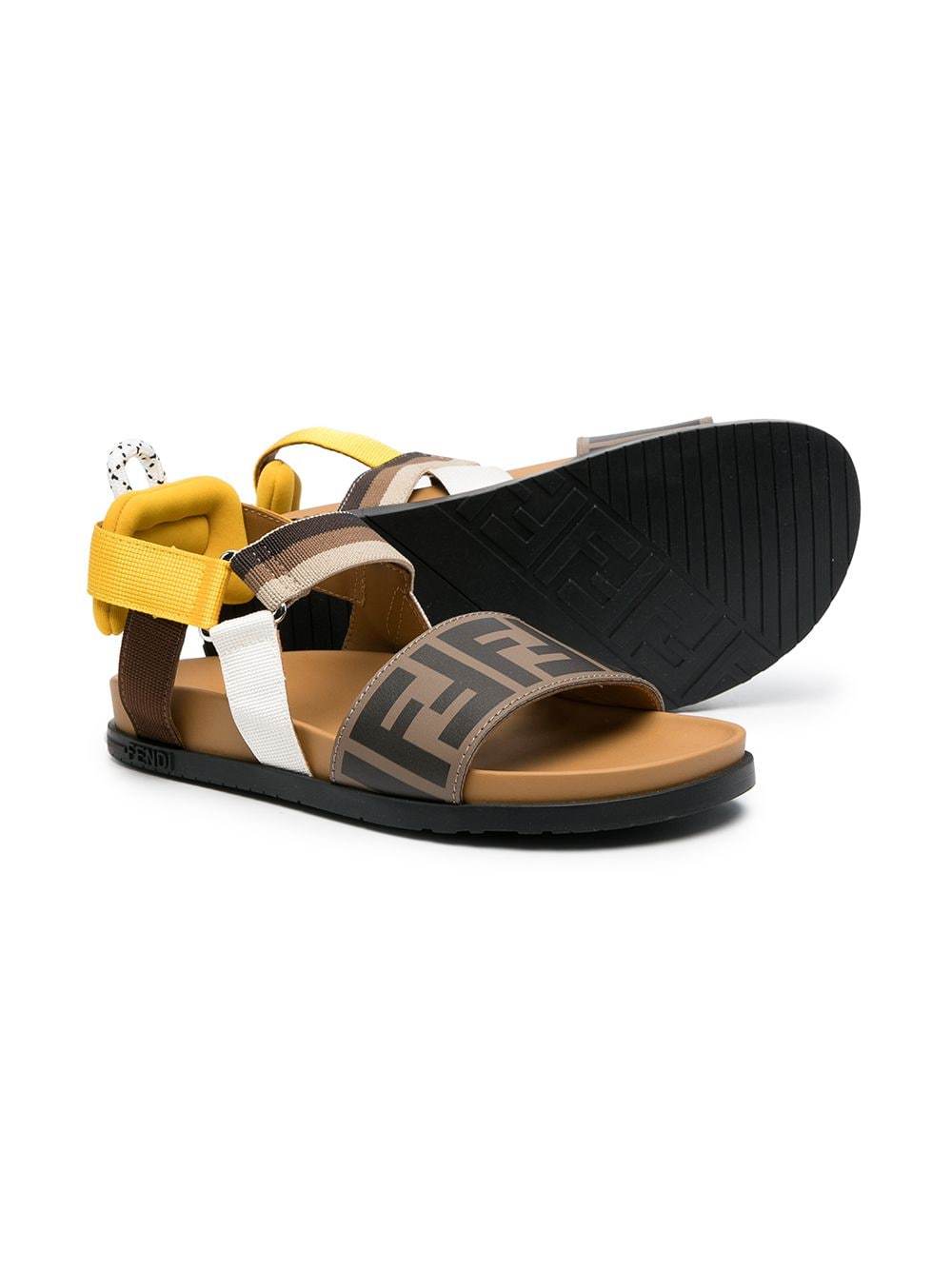 FENDI KIDS FF-strap sandals Brown - MAISONDEFASHION.COM