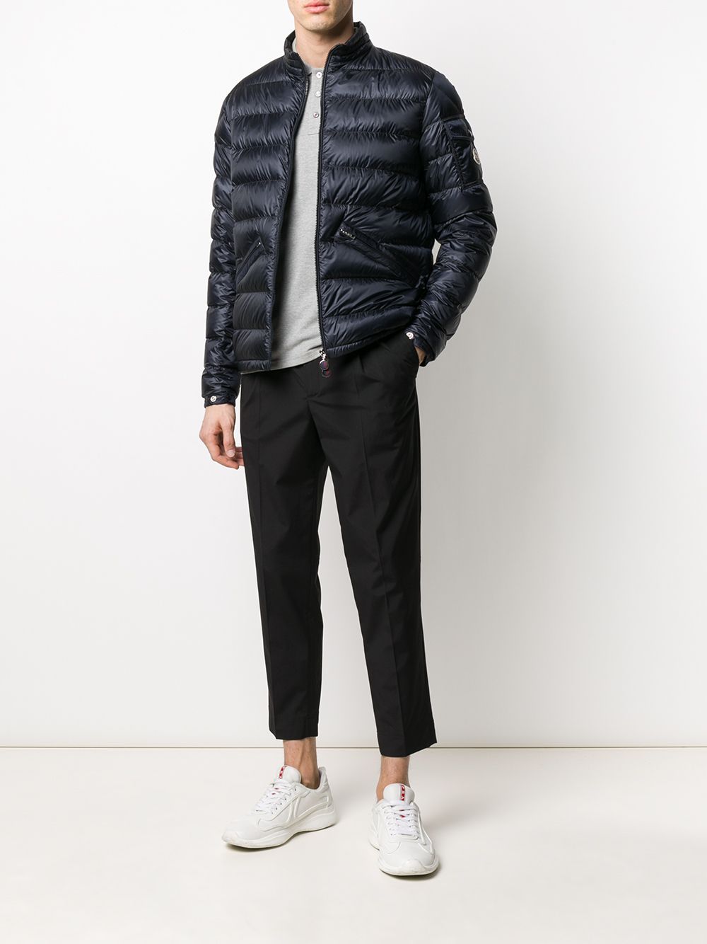 MONCLER Agay Giubbotto Padded Jacket Navy - MAISONDEFASHION.COM