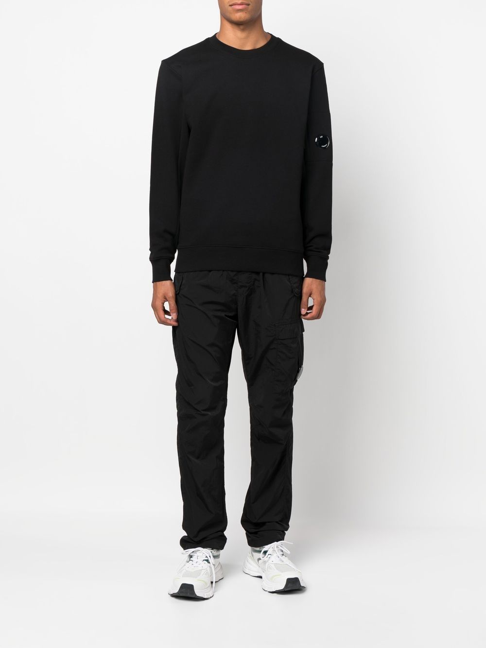 C.P. COMPANY Diagonal Raised Fleece Sweatshirt Black - MAISONDEFASHION.COM