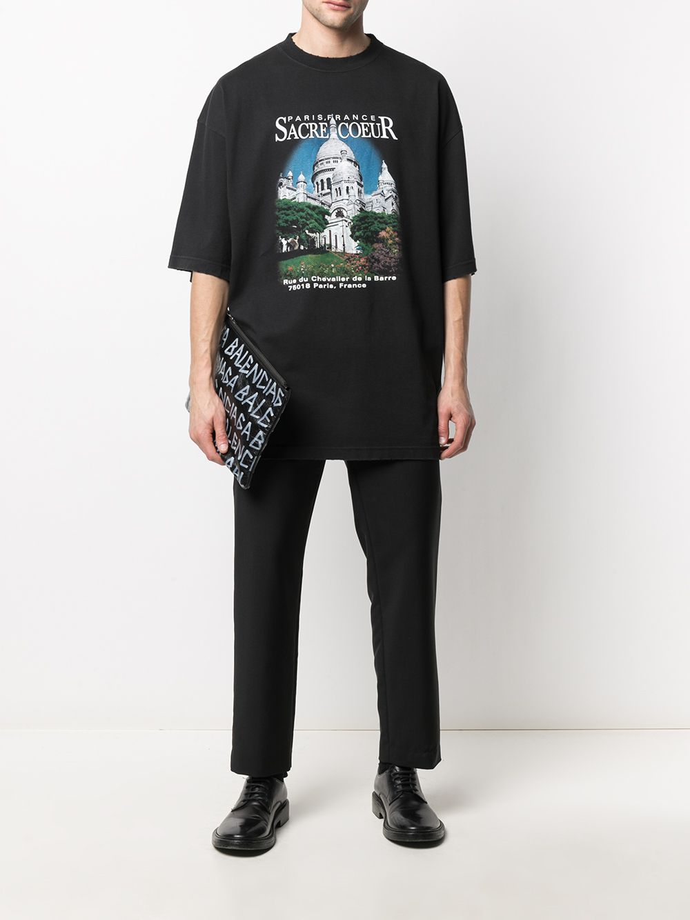 BALENCIAGA Sacre De Coeur Print T-Shirt Black - MAISONDEFASHION.COM