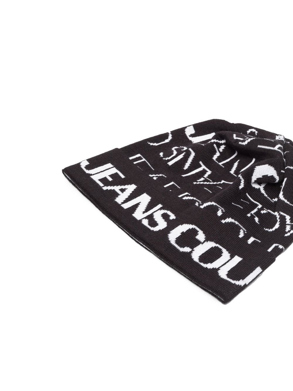 VERSACE All Over Logo Beanie Black/White - MAISONDEFASHION.COM