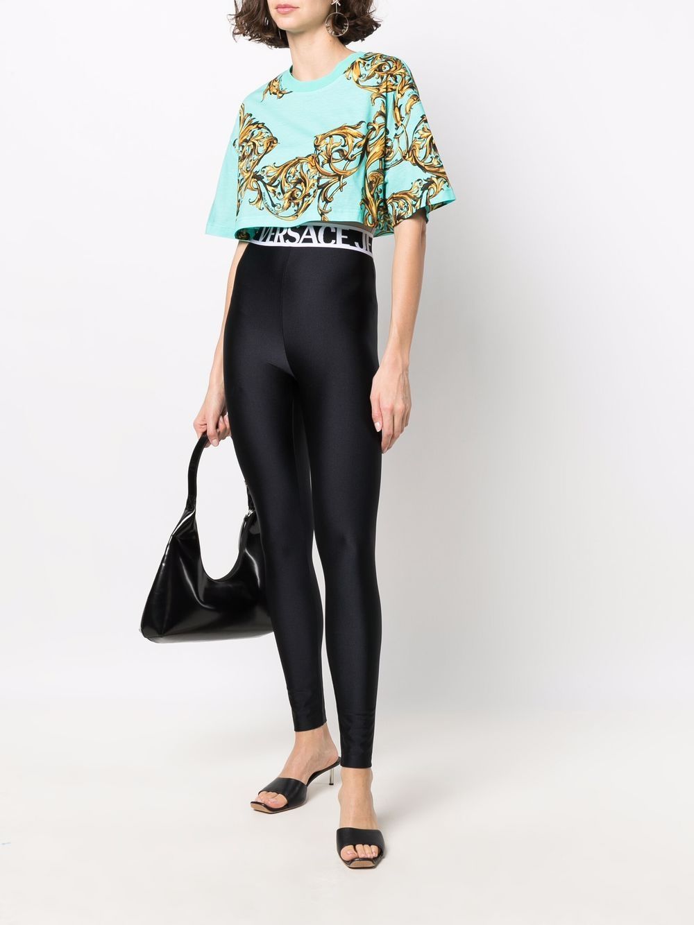 VERSACE Shiny Leggings in Black