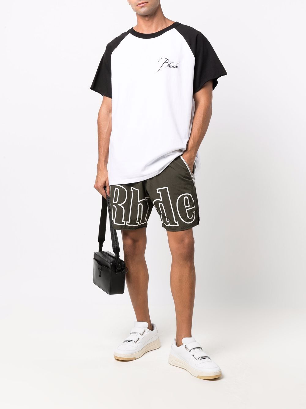 RHUDE Raglan T-Shirt Black/White - MAISONDEFASHION.COM