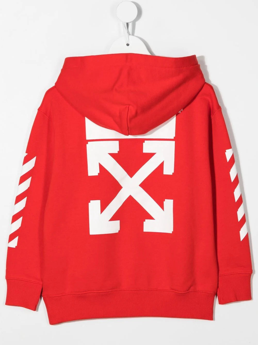 OFF WHITE KIDS Rubber Arrow Hoodie Red White MAISONDEFASHION.COM