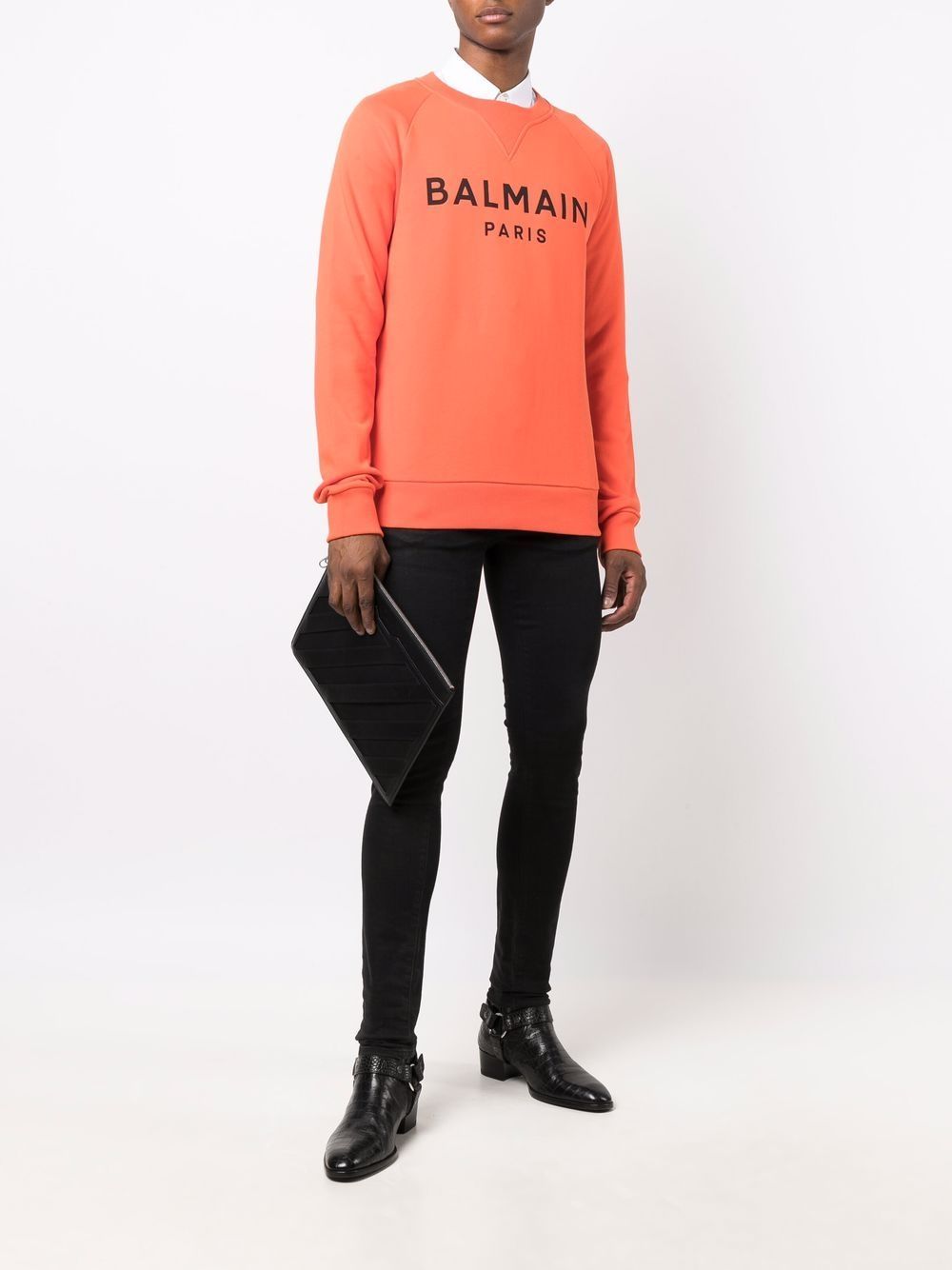BALMAIN Logo Print Sweatshirt Orange - MAISONDEFASHION.COM