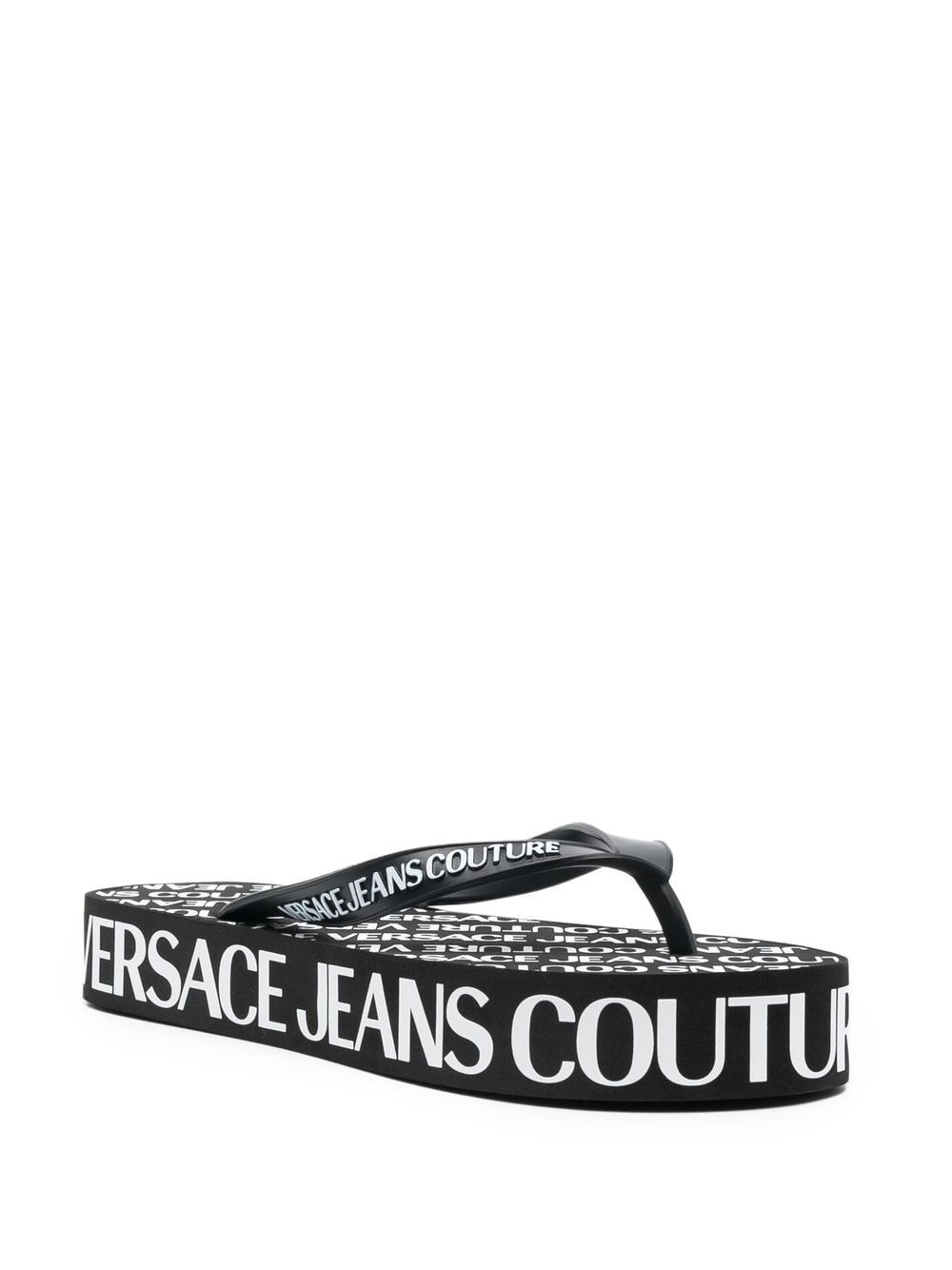 VERSACE WOMEN Logo Print Flip Flops Black - MAISONDEFASHION.COM