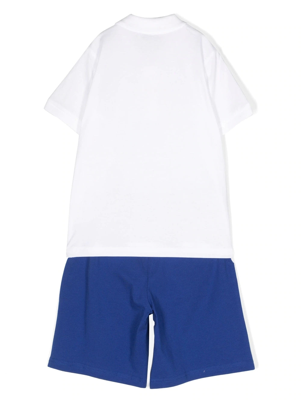 MONCLER KIDS Logo Polo Shirt And Shorts Set White Blue MAISONDEFASHION.COM