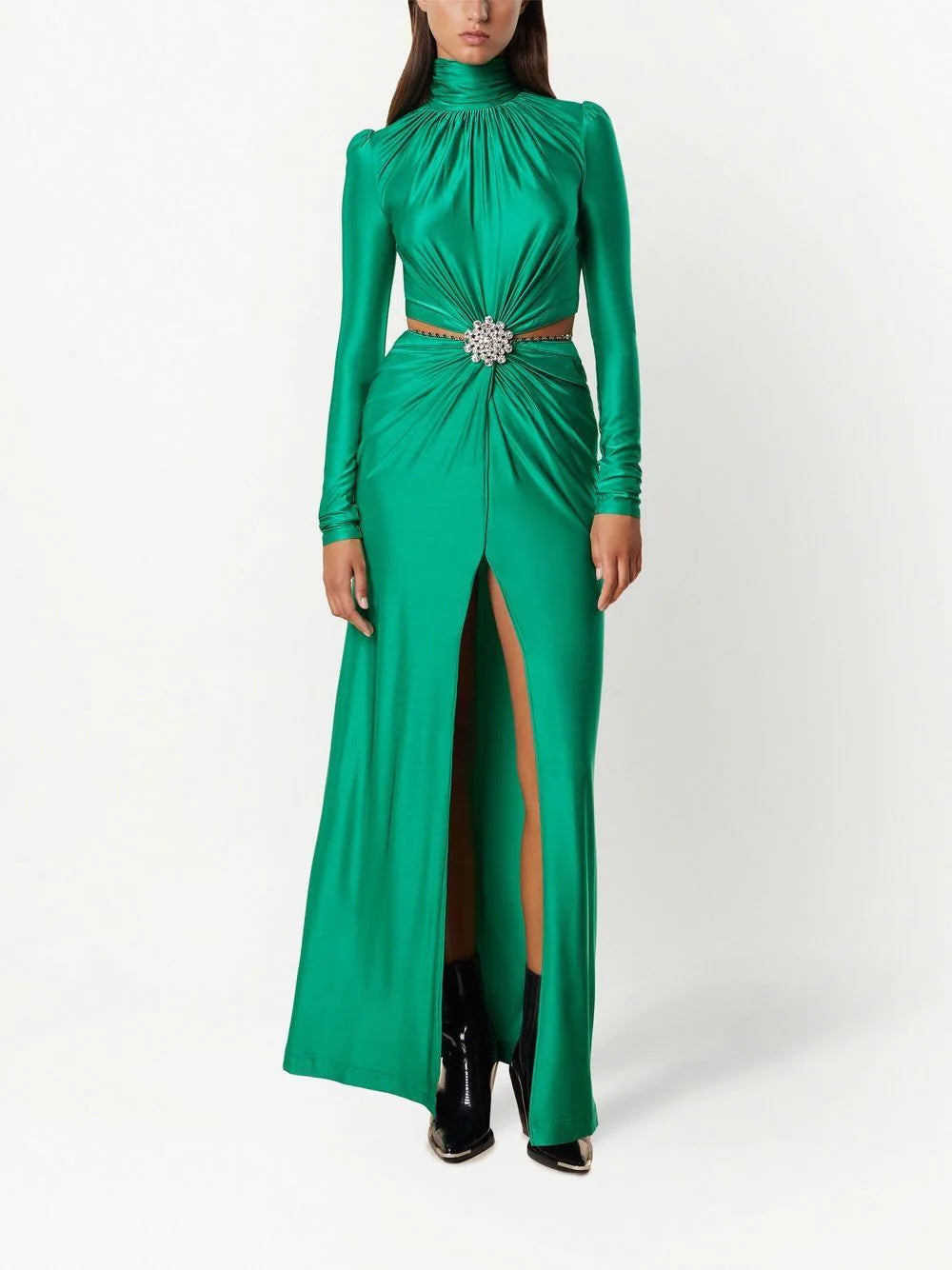 PACO RABANNE Robe Long Dress Green - MAISONDEFASHION.COM