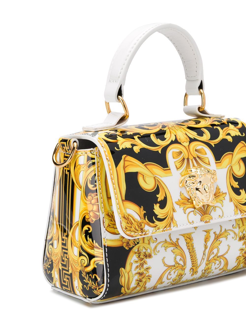 VERSACE KIDS Baroque Print Handbag Gold/White - Maison De Fashion 