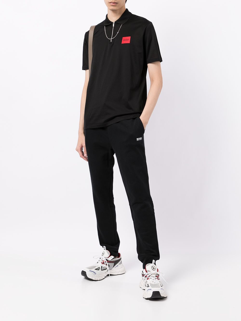 HUGO Zipped Polo Shirt Black - MAISONDEFASHION.COM