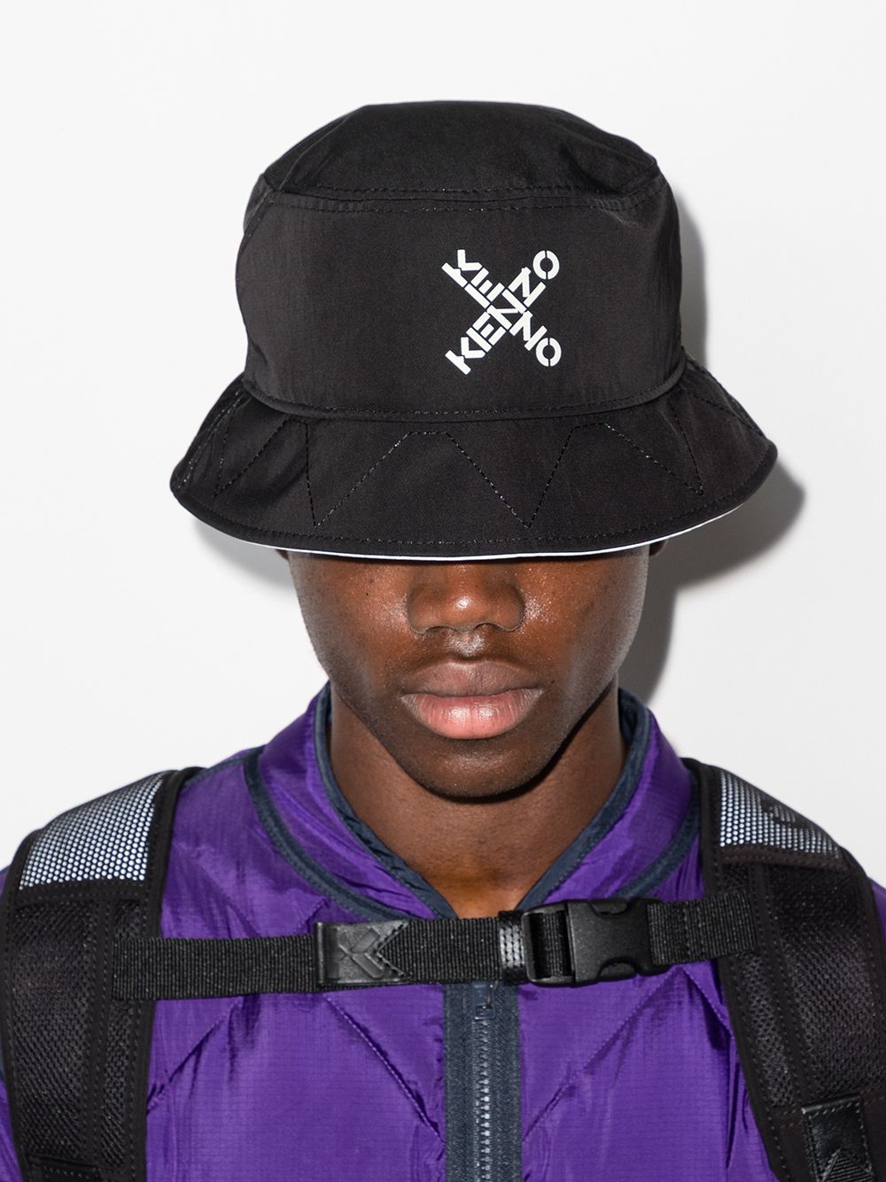 KENZO Cross Logo Bucket Hat Black - MAISONDEFASHION.COM