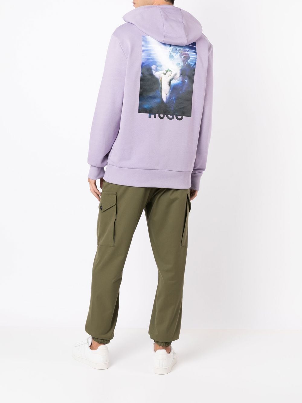 HUGO Logo-print hoodie Purple - MAISONDEFASHION.COM