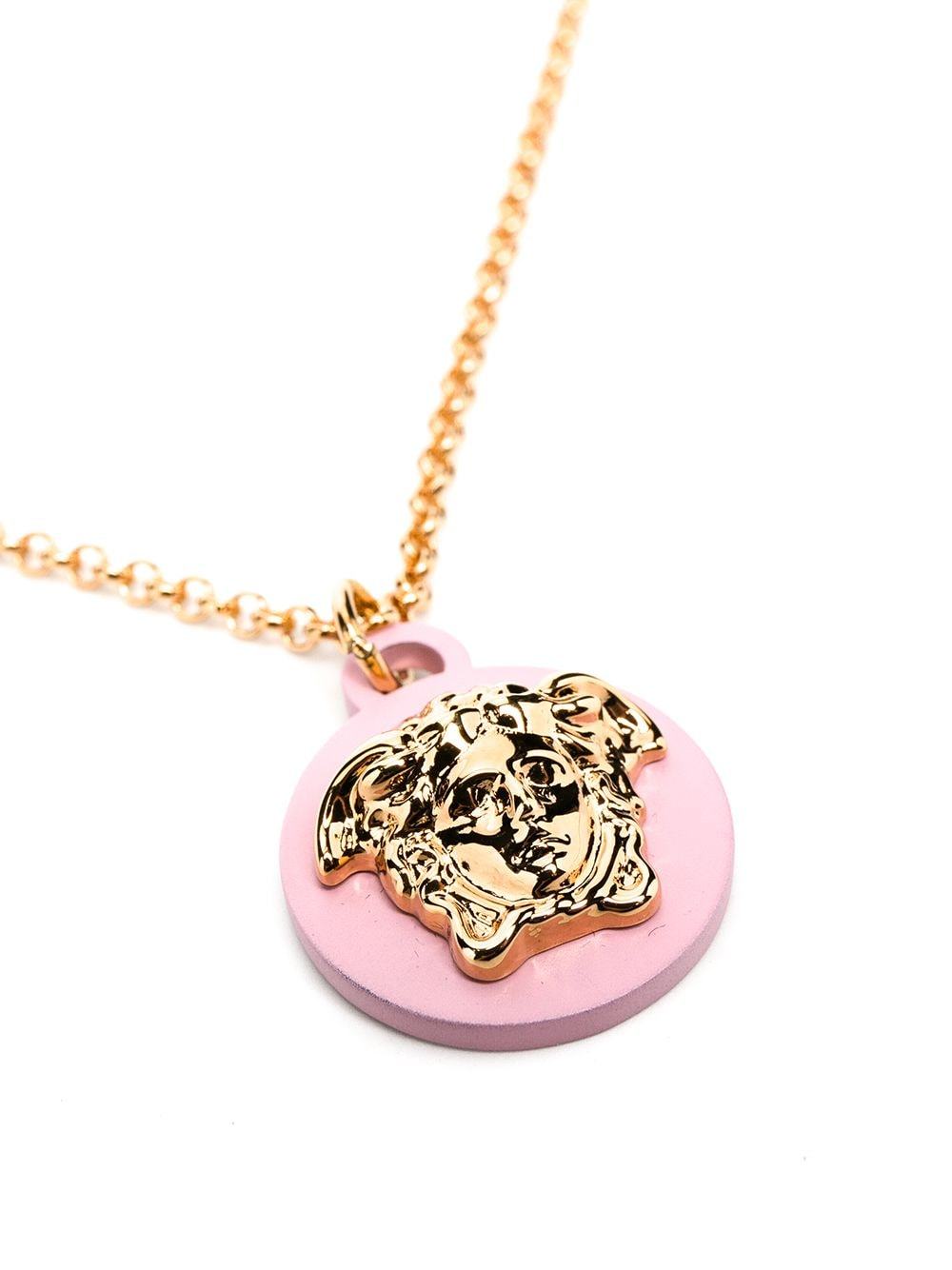 VERSACE KIDS Medusa Charm Chain Necklace Gold/Pink - MAISONDEFASHION.COM