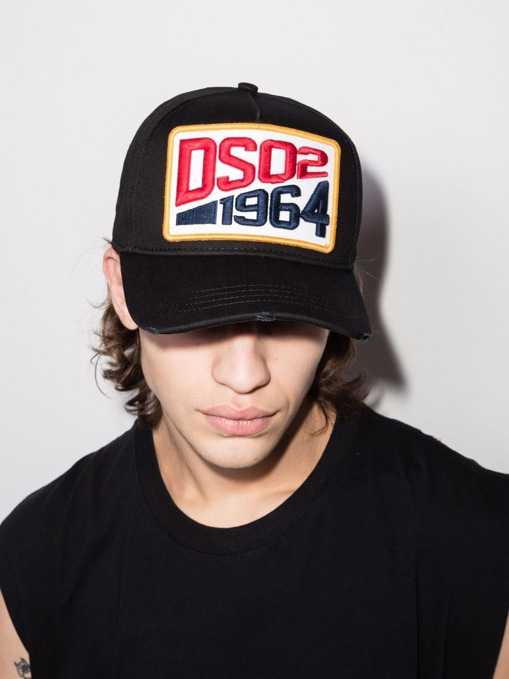 DSQUARED2 1964 logo patch cap Black MAISONDEFASHION.COM