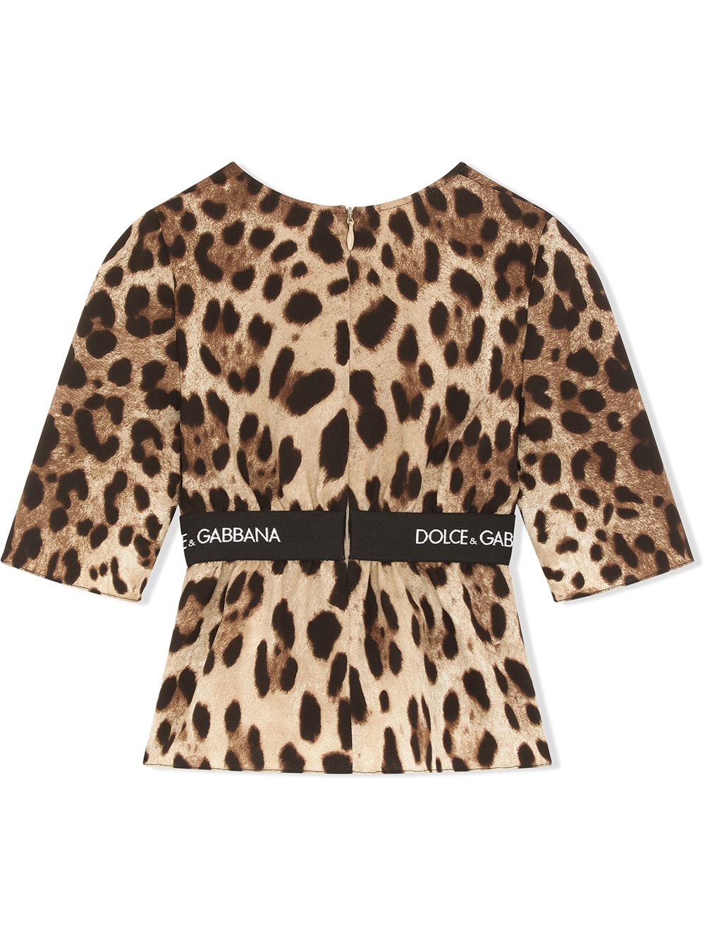 DOLCE & GABBANA KIDS Leopard-print stretch-silk top Brown - MAISONDEFASHION.COM