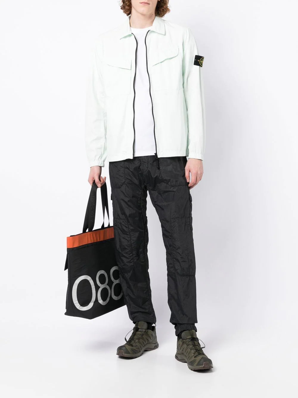 STONE ISLAND Compass-patch Shirt Jacket Aqua - MAISONDEFASHION.COM