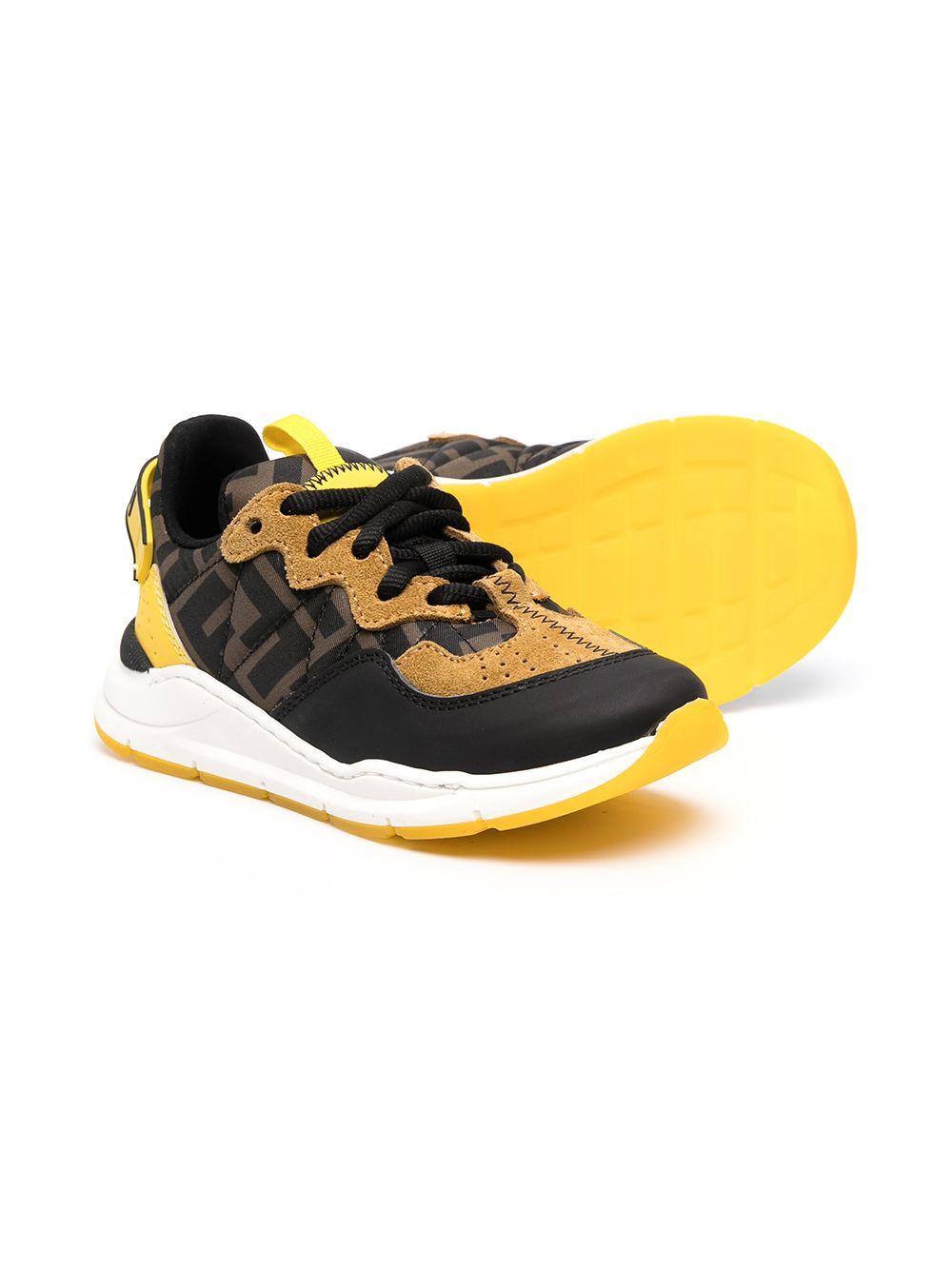 FENDI KIDS FF-print low-top sneakers - MAISONDEFASHION.COM