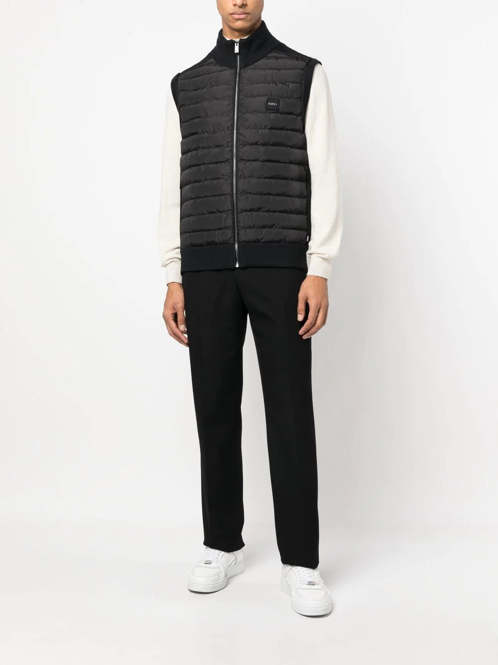 BOSS Logo-patch Quilted Gilet Black - MAISONDEFASHION.COM