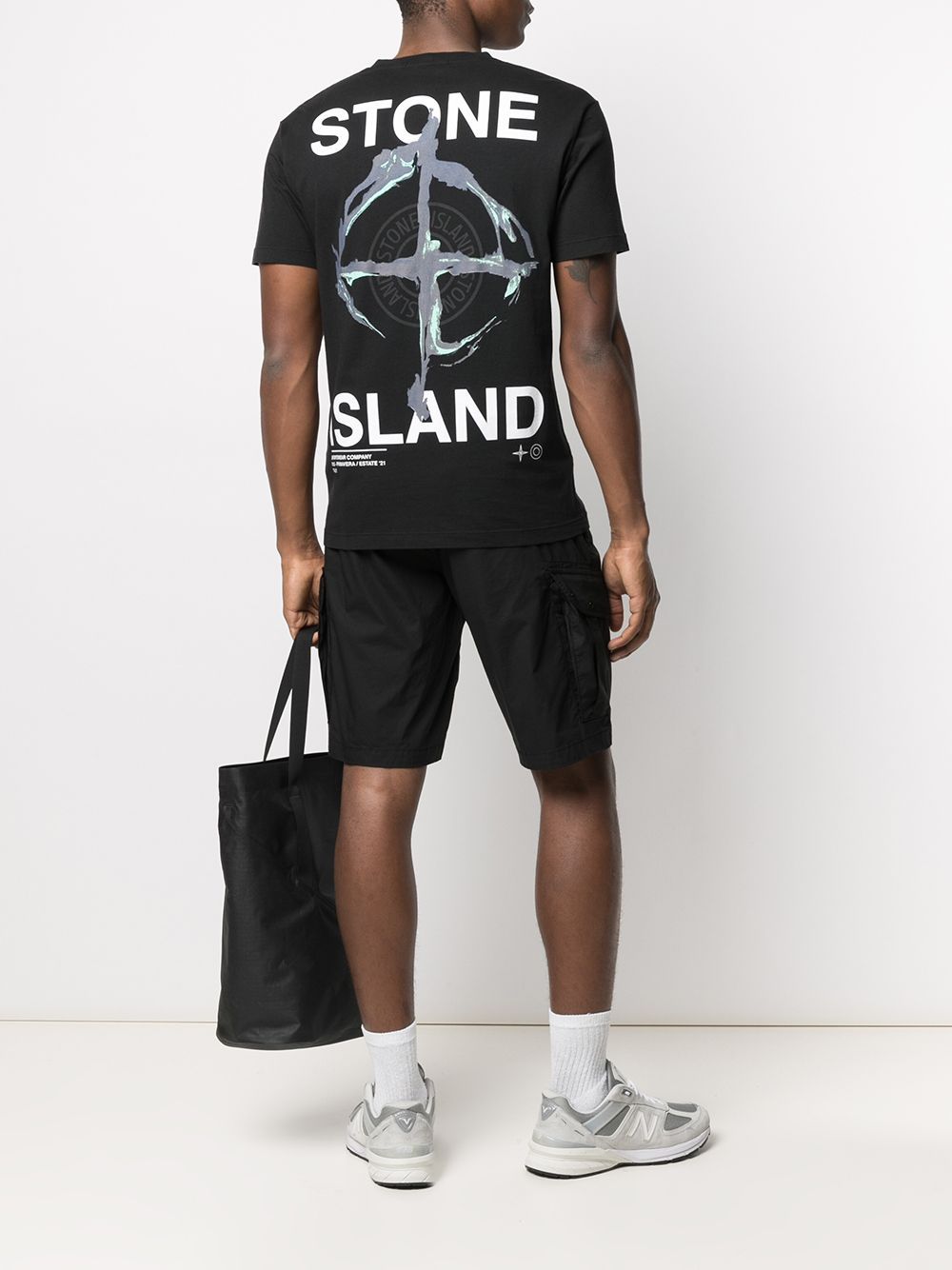 STONE ISLAND Back Marble One Print T-Shirt Black - MAISONDEFASHION.COM