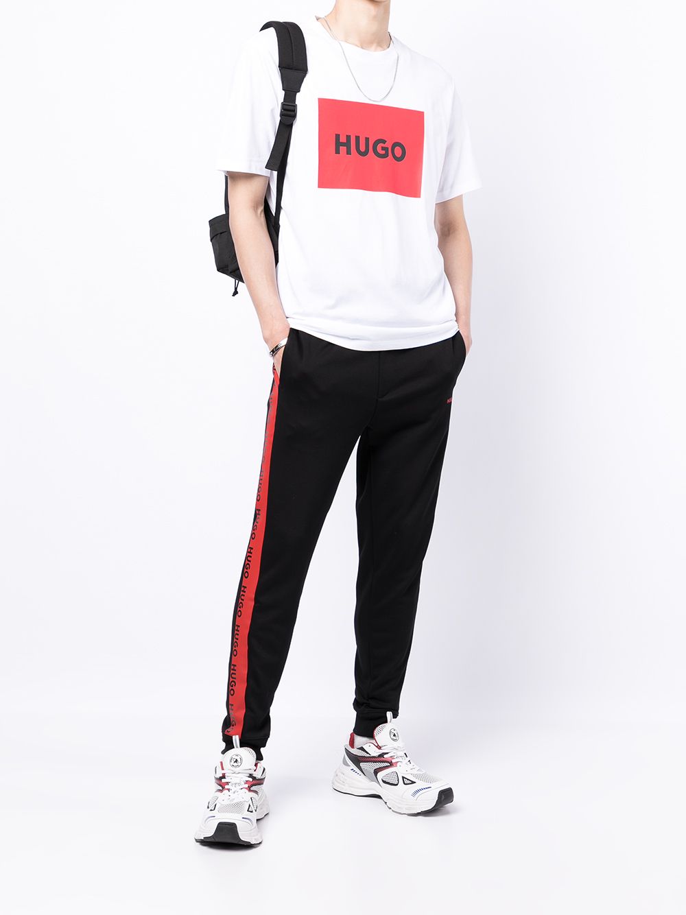 HUGO Logo Tape Sweat Pants Black - MAISONDEFASHION.COM