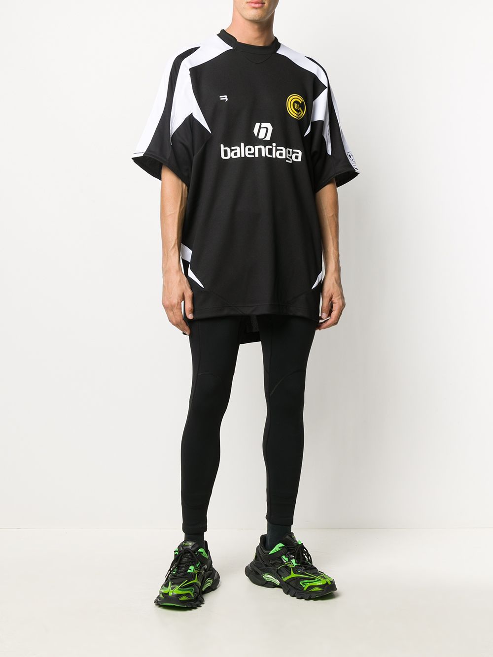 BALENCIAGA Panelled Logo Soccer Shirt Black - Maison De Fashion 