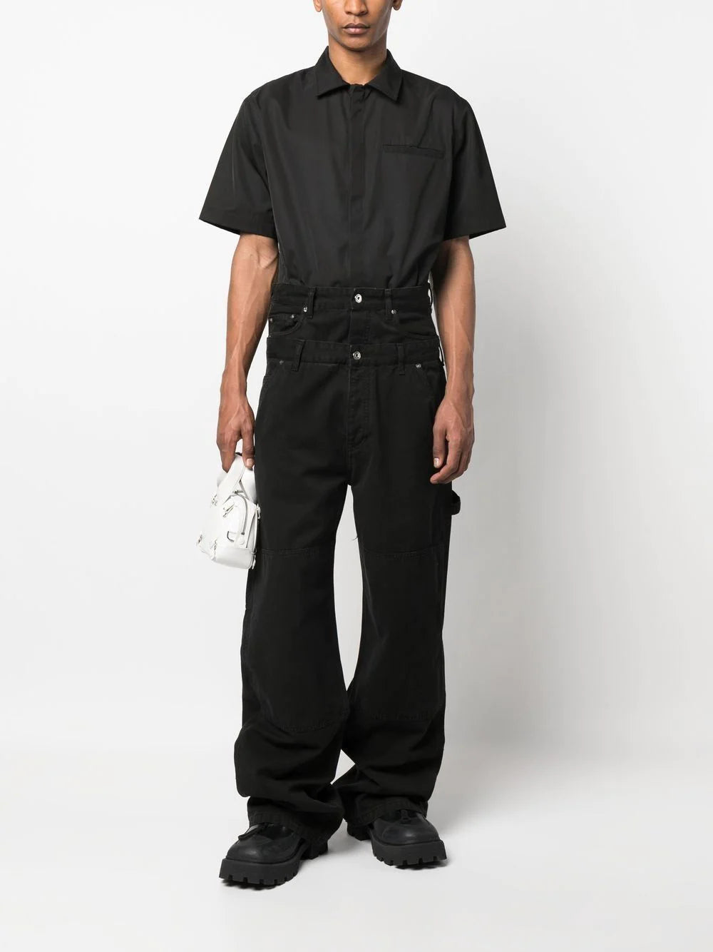 OFF-WHITE Wave Off Canvas Double Over Pant Black/Black - MAISONDEFASHION.COM