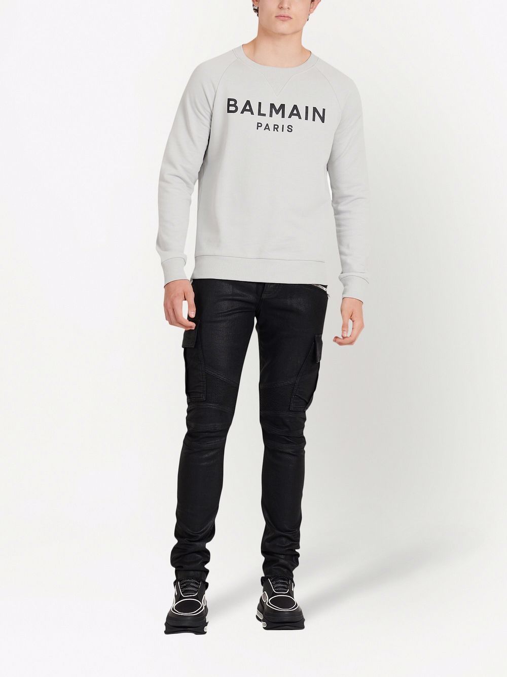 BALMAIN Logo Sweatshirt Grey - MAISONDEFASHION.COM