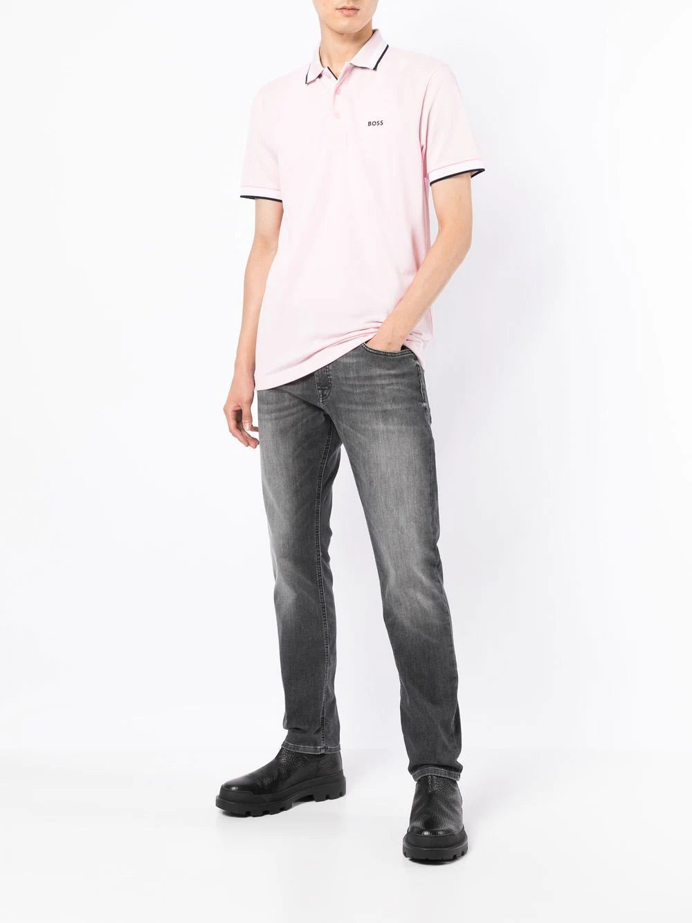 BOSS Polo Shirt Open Pink - MAISONDEFASHION.COM