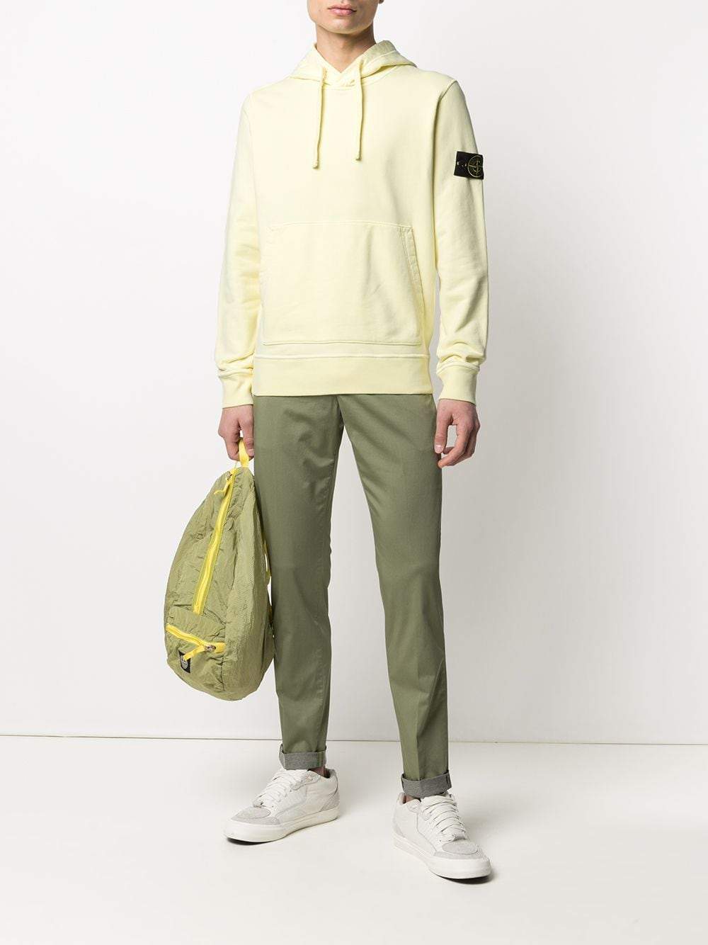 STONE ISLAND Logo Patch Hoodie Yellow - MAISONDEFASHION.COM