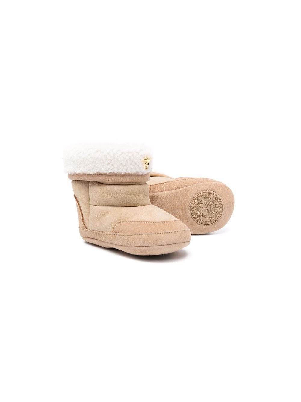VERSACE BABY Shearling-lined boots Brown - MAISONDEFASHION.COM