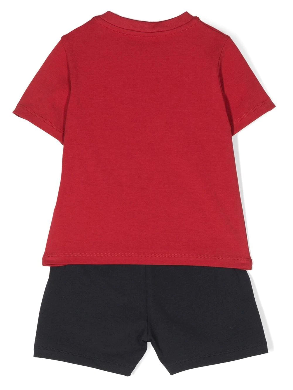 MONCLER BABY Logo Print T Shirt Shorts Set Red Blue MAISONDEFASHION.COM