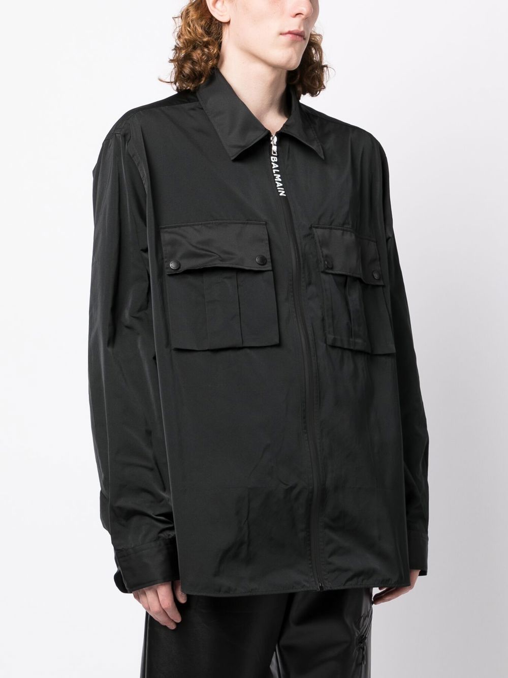BALMAIN Front Pocket Nylon Shirt Black - MAISONDEFASHION.COM