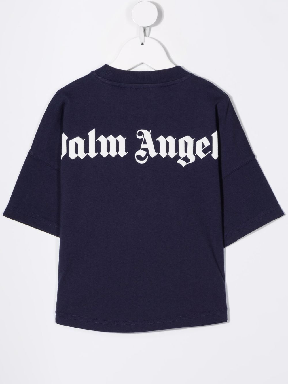 PALM ANGELS KIDS Logo-print cotton T-shirt Navy - MAISONDEFASHION.COM