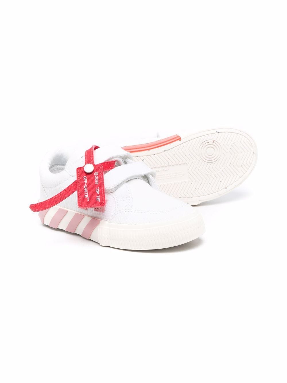 OFF-WHITE KIDS Vulcanized low strapped sneakers Strap White/Pink - MAISONDEFASHION.COM