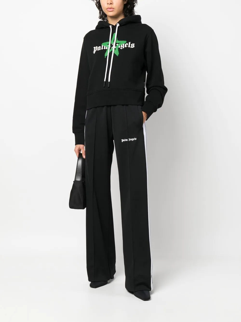 PALM ANGELS WOMEN Loose Track Pants Black/White - MAISONDEFASHION.COM