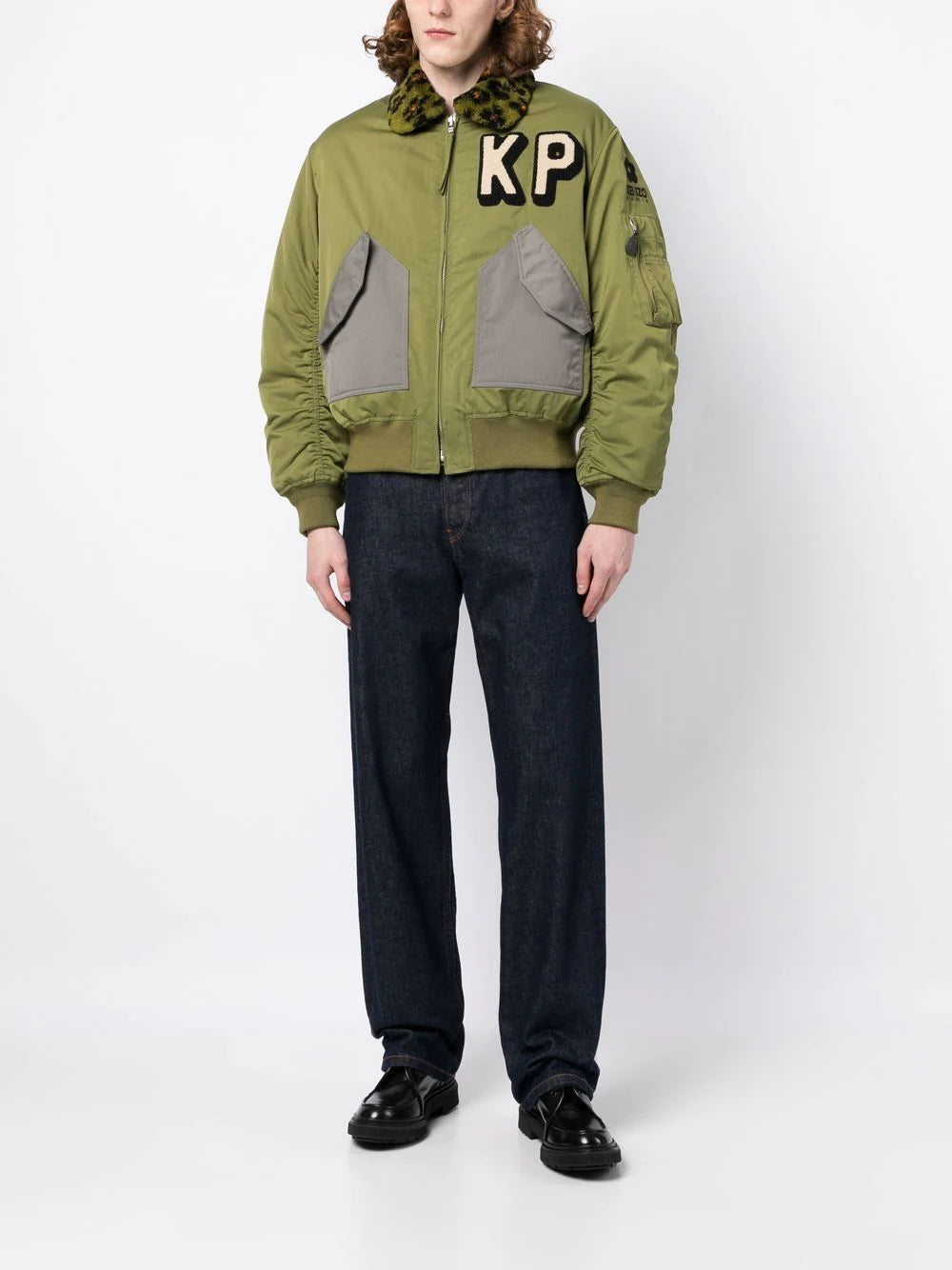 KENZO Boxy Bomber Jacket Khaki - MAISONDEFASHION.COM