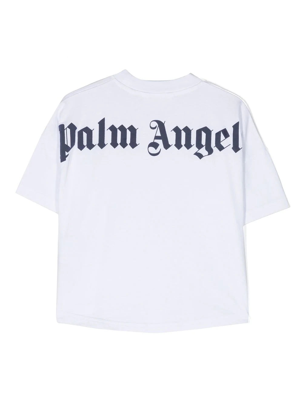 PALM ANGELS KIDS Classic Overlogo T-Shirt S/S White/Navy - MAISONDEFASHION.COM