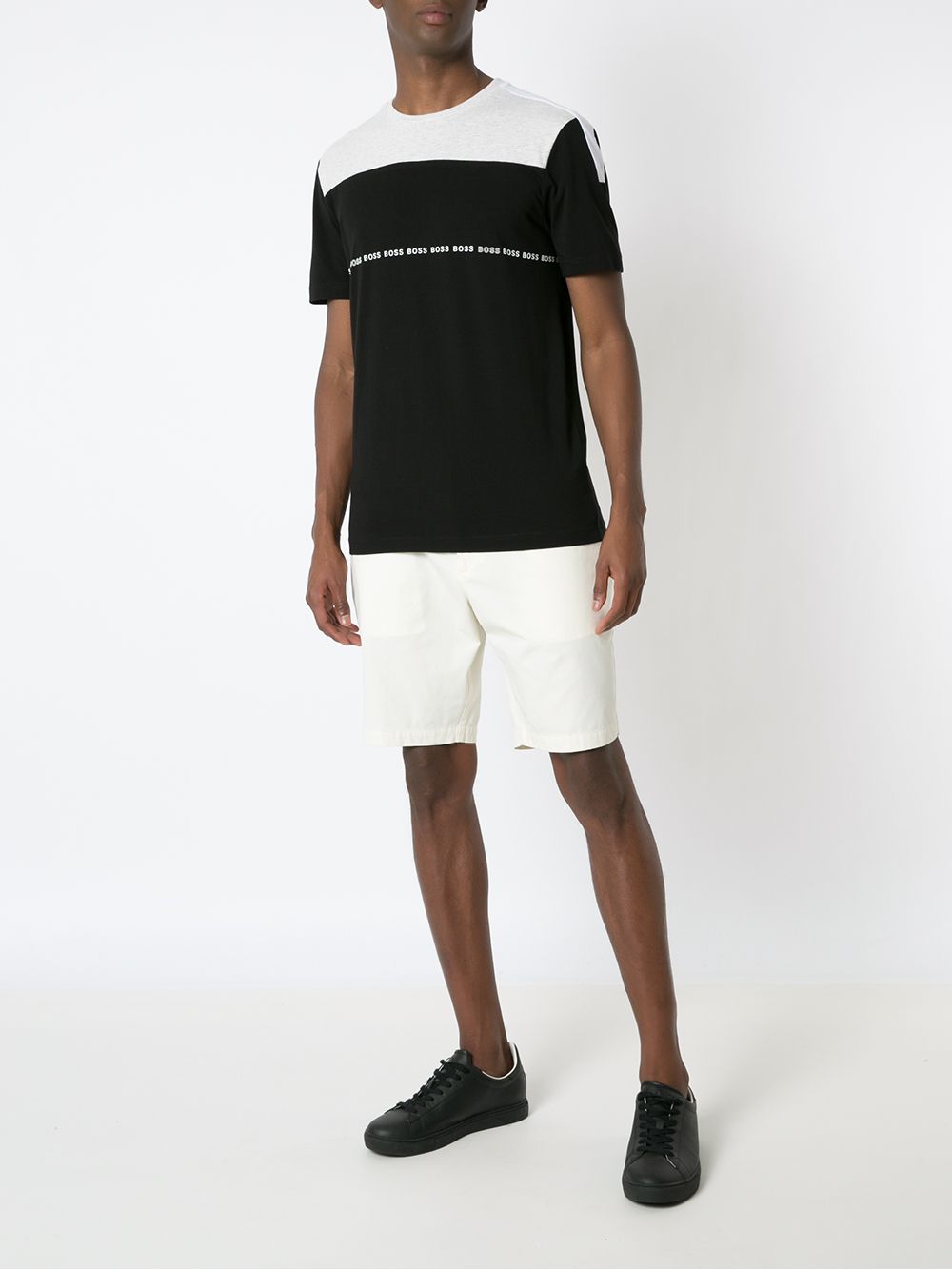 BOSS Colour-block cotton T-shirt Black - MAISONDEFASHION.COM