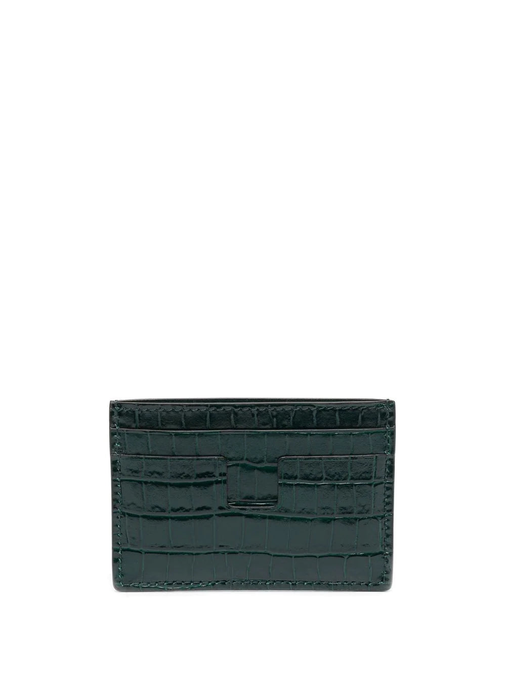 TOM FORD Logo-Print Croc Effect Card Holder Green/Gold - MAISONDEFASHION.COM