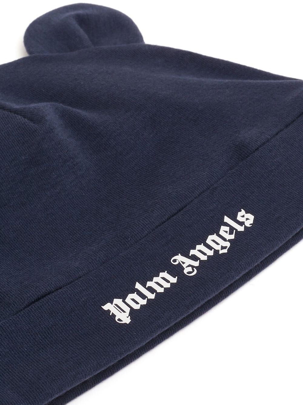 PALM ANGELS KIDS Logo Teddy Bear Beanie Navy/White - MAISONDEFASHION.COM