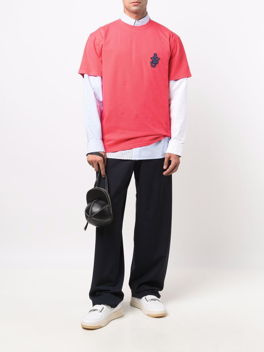 JW ANDERSON Anchor patch cotton T-shirt Pink - MAISONDEFASHION.COM