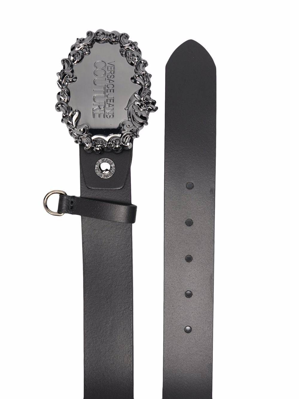 VERSACE Engraved logo-buckle belt Black - MAISONDEFASHION.COM