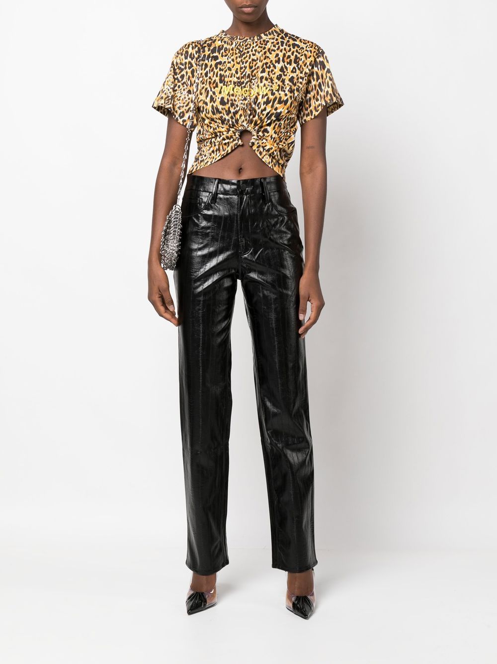 PACO RABANNE Leopard "Meooow" Print Cropped T-Shirt - MAISONDEFASHION.COM