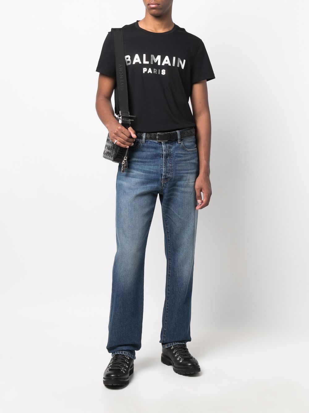 BALMAIN Foil Logo T-Shirt Black/Silver - MAISONDEFASHION.COM