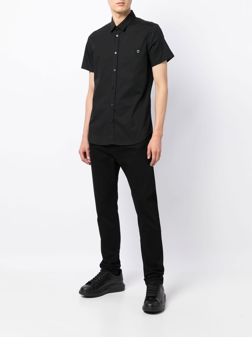 Versace Jeans Black Logo S/S Formal Shirt - MAISONDEFASHION.COM