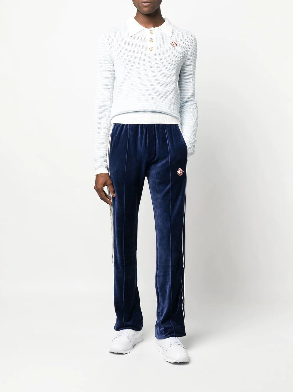 CASABLANCA Side-stripe Laurel Track Pants Blue/Multicolour - MAISONDEFASHION.COM