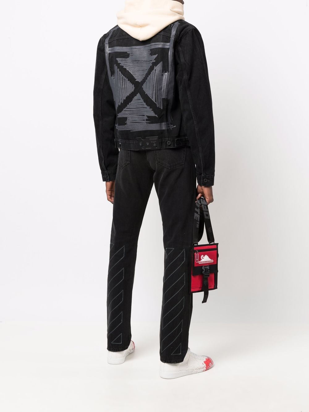 OFF-WHITE Negative Mark Slim Denim Jacket Black - MAISONDEFASHION.COM