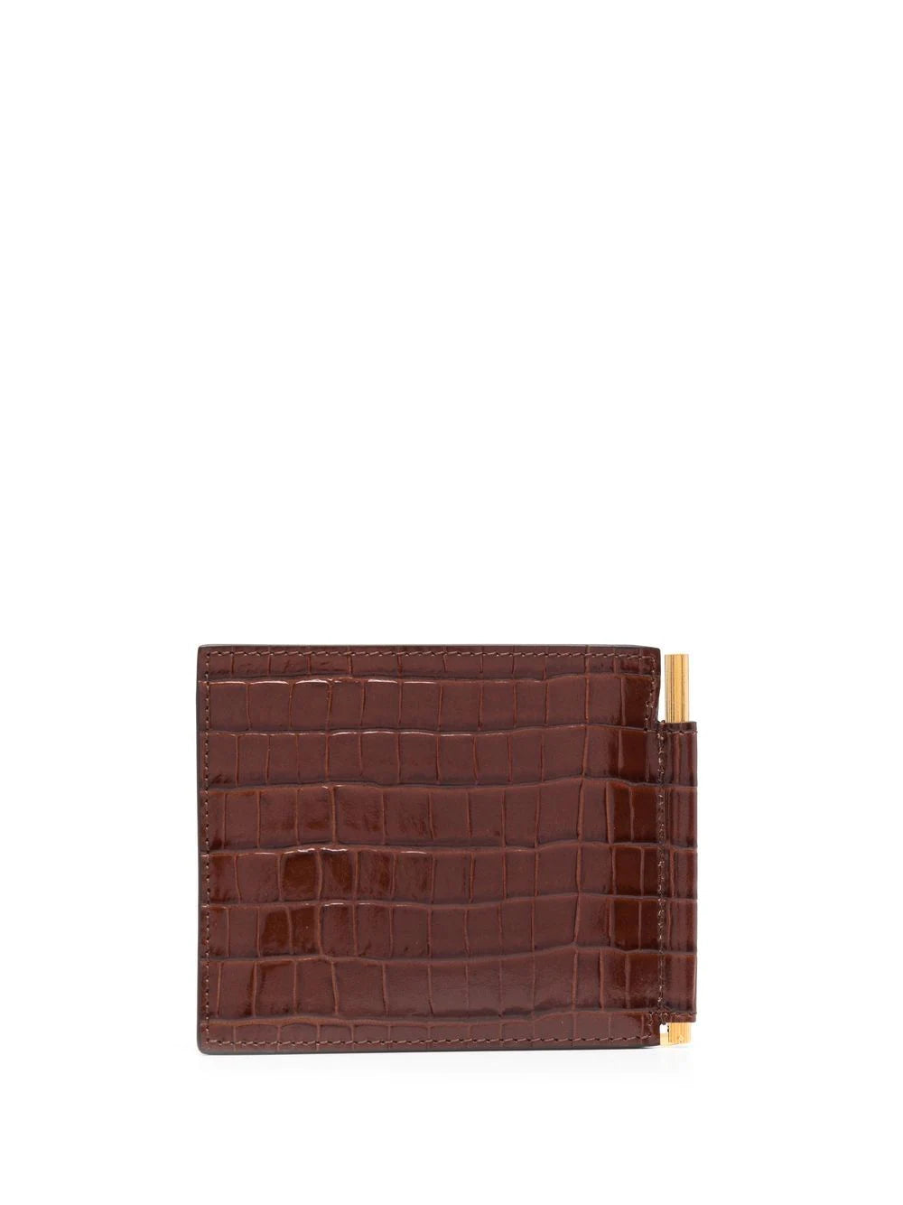 TOM FORD Crocodile Effect Card Holder Brown - MAISONDEFASHION.COM