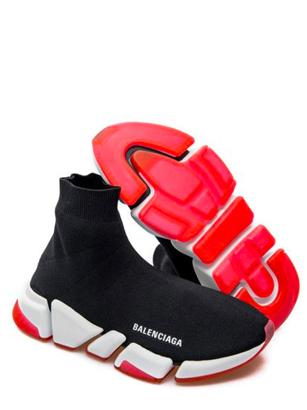 BALENCIAGA Speed 2.0	LT Black/White/Trasp Red - MAISONDEFASHION.COM